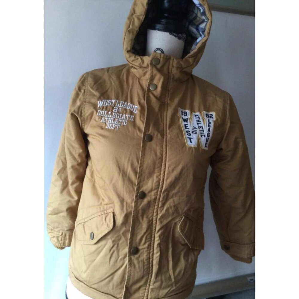 Joe Fresh Kids Boys Brown Hoodie Jacket Size S 6-7 West League Athletic Bomber - Picture 2 of 8